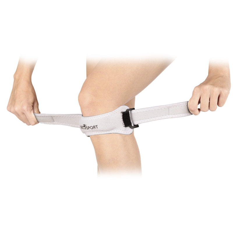Abco Tech Patella Knee Strap - Knee Pain Relief - Tendon and Knee Support for Running, Hiking, Soccer, Basketball, Volleyball and Exercise - Runners Knee Stabilizer - Adjustable Band White - BeesActive Australia