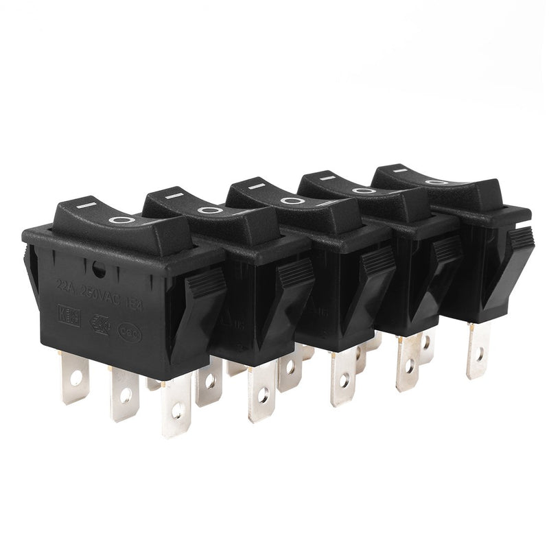 [AUSTRALIA] - uxcell 5Pcs AC 20A/125V 22A/250V SPDT 3 Terminal 3 Position On-Off-On Switch Boat Rocker Switches Black 