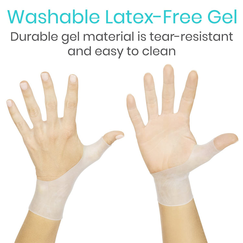 Vive Gel Thumb Wrist Support (Pair) - Hand Brace Cool Wrap For Arthritis Dequervains Tenosynovitis, Sprained Joint Pain, Left and Right Hand Stabilizer - Soft Comfort Splint For Tendonitis Strain White - BeesActive Australia