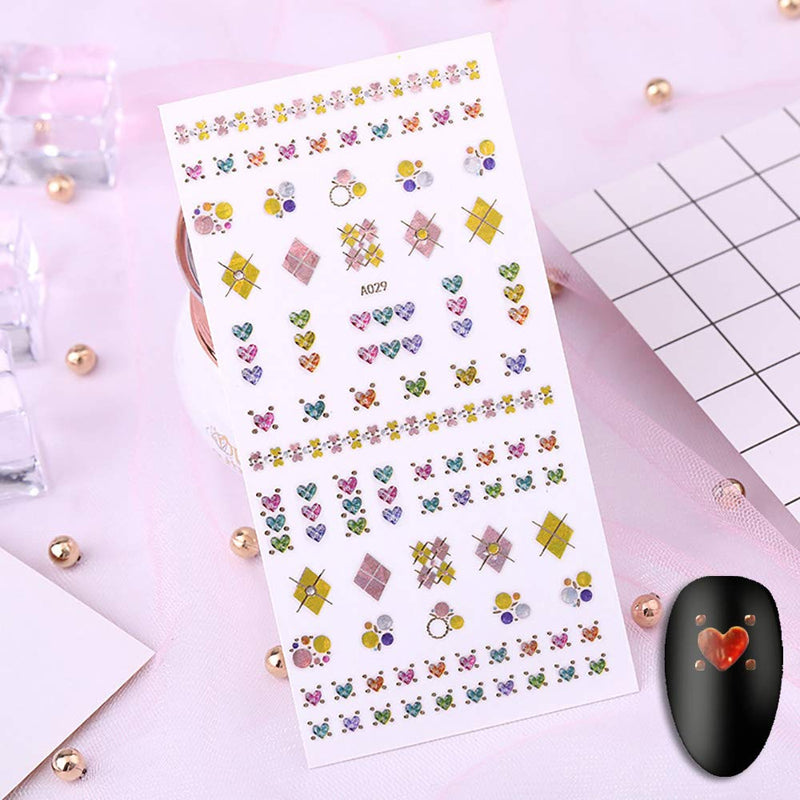 WOKOTO 6 Sheets Adhesive Nail Rhinestone Stickers Set Flower Diamond Design Nail Art Decals 3D Manicure Jewelry Decoration KIT1 - BeesActive Australia