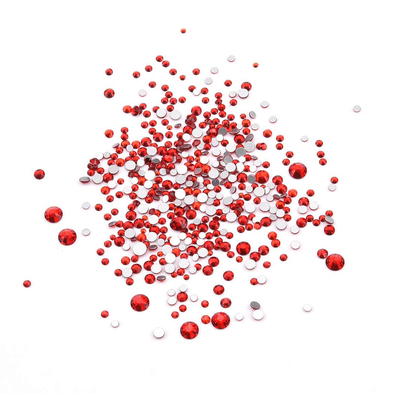 262pcs Flatback Red Nail Art Crystals 960pcs Round Rhinestones 3d Glass Gemstones for Makeup Face Decor Crafts Supply Red Stones Set - BeesActive Australia