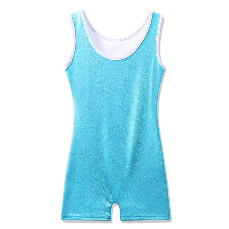 [AUSTRALIA] - Kql Biketards Gymnastics Leotards for Girls Ballet Dancewear 5-12Y Starry Shiny Shortall Tag 6 For 5-6Y White+blue 