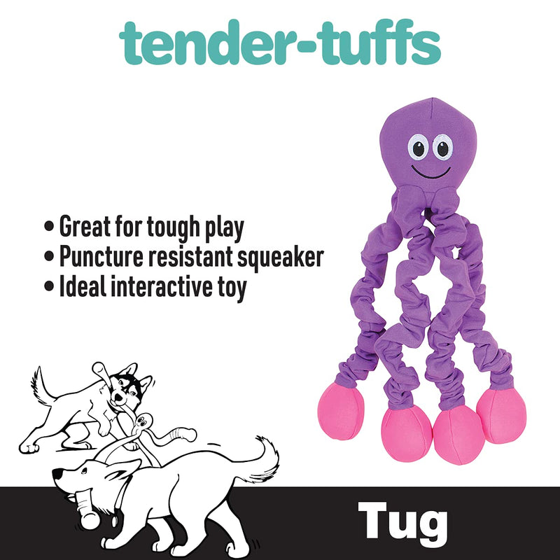 Snuggle Puppy Tender-Tuffs Tug - Extra Large Stretchy Purple Octopus Tough Dog Toy - Great for Fetch and Durable for Tug of War - BeesActive Australia
