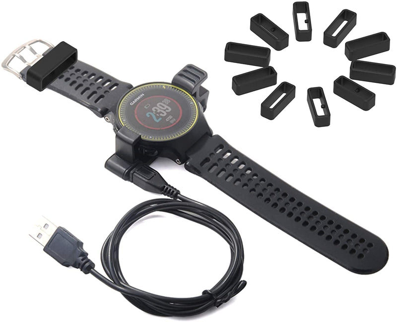 Turnwin Band Loop Compatible with Garmin Forerunner 220 230 235 35 45 620 630 735XT 935 945, Vivoactive 4, Approach S10 /S20 Replacement Band Keeper Belt Buckle Silicone Replacement idle ring Black-11pack - BeesActive Australia