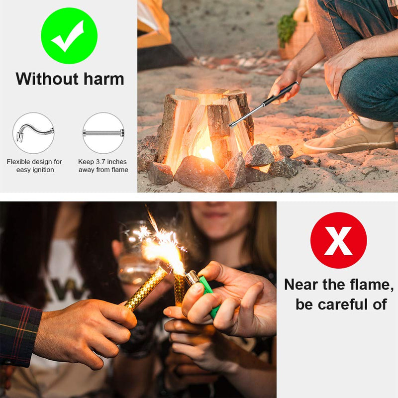 Electric Lighter,VICHYIE Candle Lighter with Longer 360°Flexible Neck Rechargeable Battery LED Indicator for Camping Cooking BBQs Fireworks Black - BeesActive Australia
