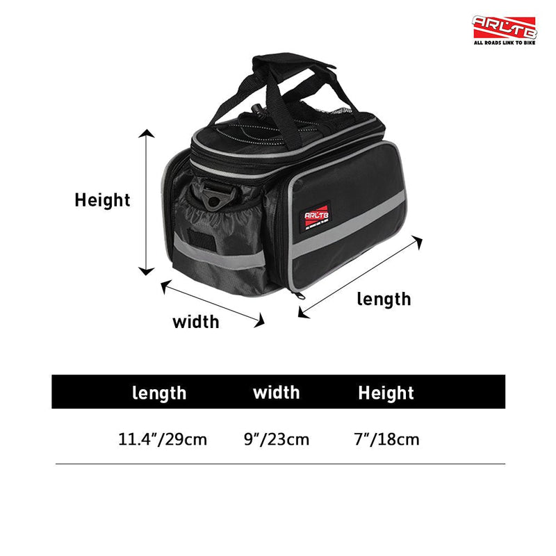 Arltb Bike Rear Bag (3 Colors) 15-25L Waterproof Bicycle Trunk Bag with Rain Cover Shoulder Strap Bike Pannier Tail Back Seat Bag Package Handbag Bike Accessories for Road Bikes Mountain Black- - BeesActive Australia
