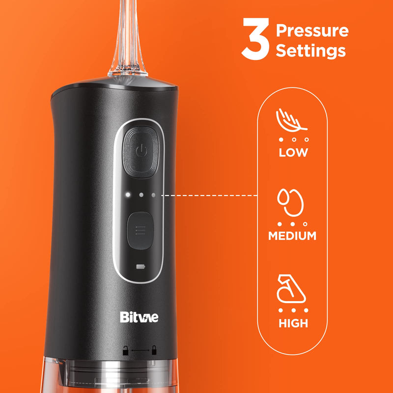 Bitvae Water Dental flosser,3 Modes 6 Jet Tips Cordless Teeth Cleaner Picks for Cleaning, IPX7 Waterproof , USB Rechargeable (Black) Black - BeesActive Australia
