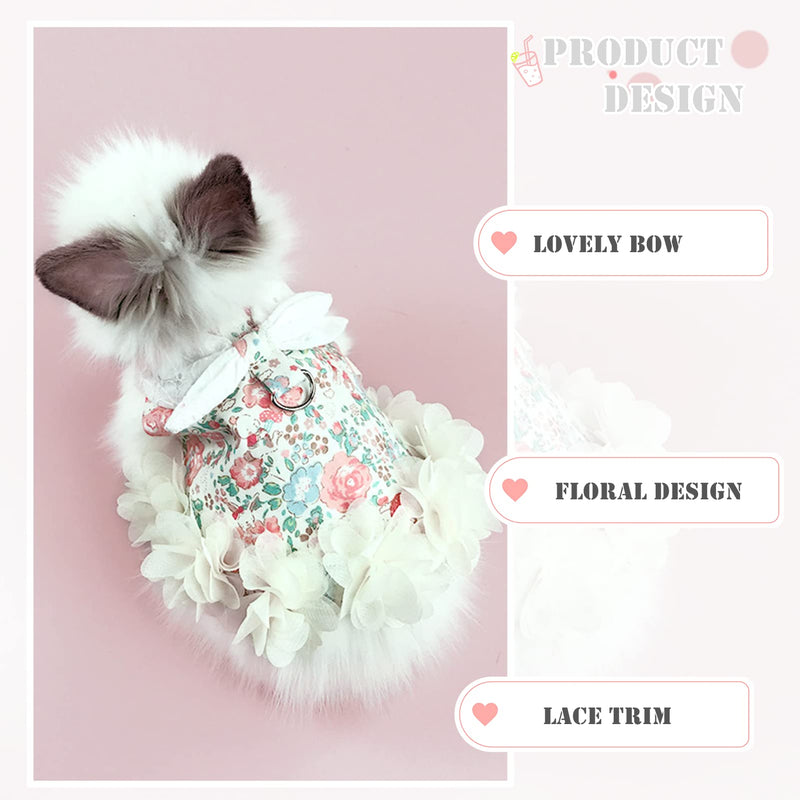 Bunny Harness and Leash,Adjustable Soft Guinea Pig Clothes Pet Rabbit Ferret Harness Costumes for Small Animals Dress Floral - BeesActive Australia