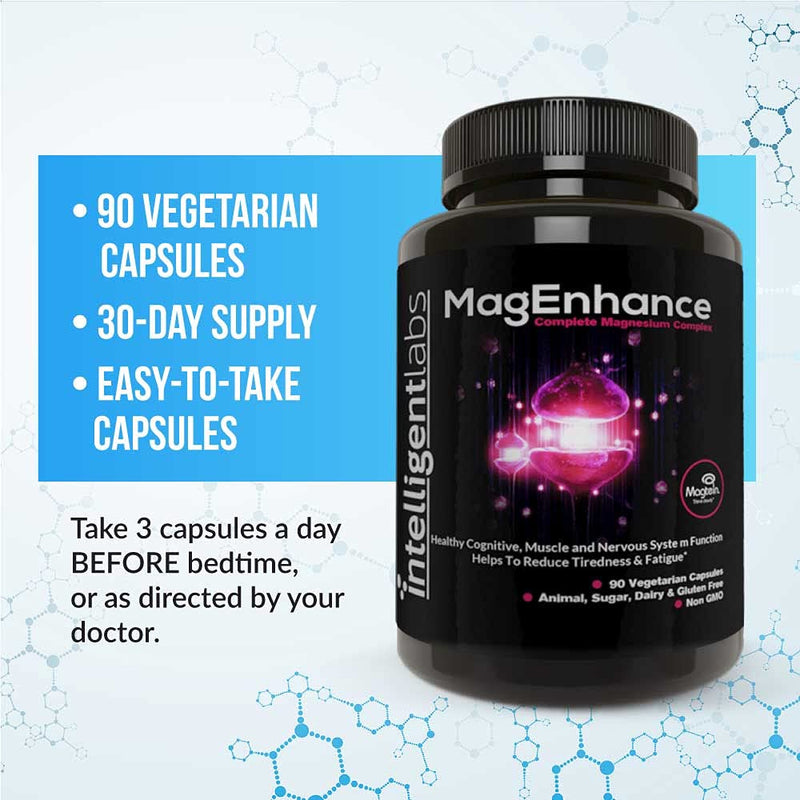 MagEnhance Magnesium Supplement by Intelligent Labs, Magnesium-L-Threonate Complex with Magnesium Glycinate and Taurate, 90 Capsules - BeesActive Australia