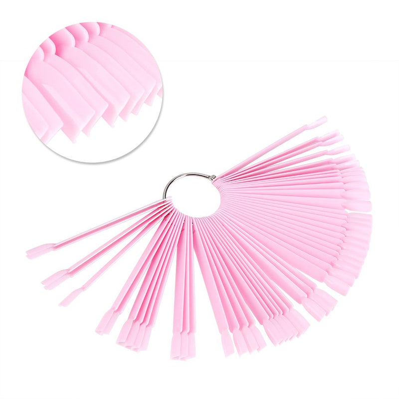 Nail Art Practice Tips, 50Pcs/Bag Fan Shaped Detachable False Nail Art Tips, Nail Polish Display Sticks, Manicure Practice Tools, Pink - BeesActive Australia