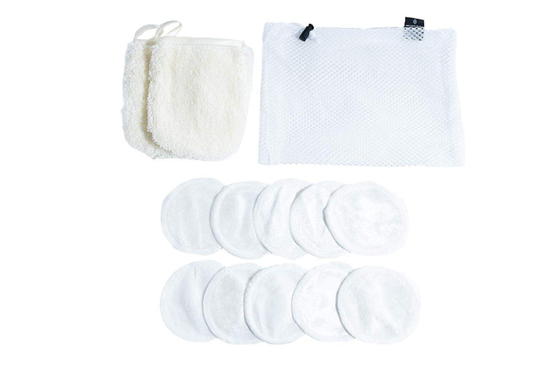 Reusable Makeup Remover Pads and Microfiber Face Cleansing Gloves | 12 Pack with Laundry Bag | 100% Organic Bamboo Cotton | Eco-friendly | Waste Free | Luxury - BeesActive Australia