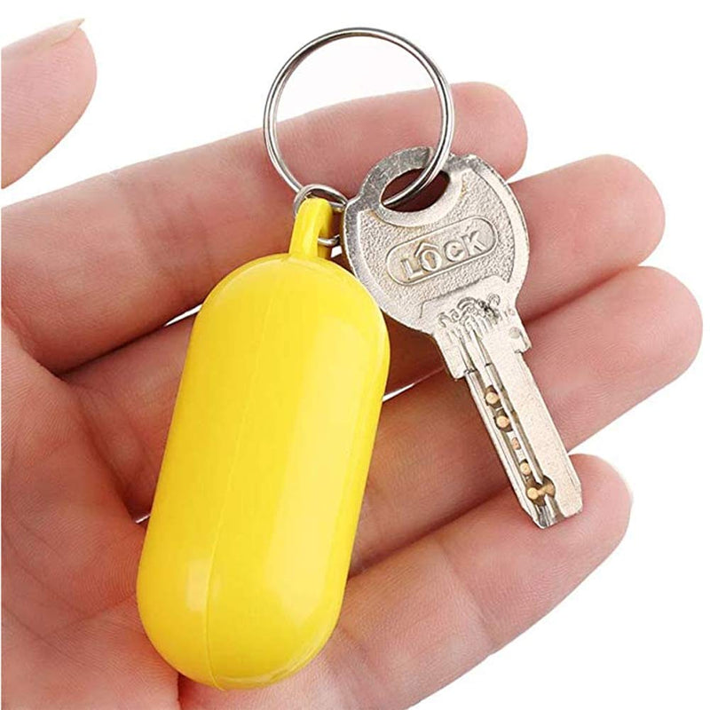 4Pcs Plastic Floating Keychain Pill-shape Floating Key Ring Key Float Keychain Pendant for Boating Fishing Kayak Surfing Sailing and Outdoor Sports Accessories, White and Yellow - BeesActive Australia
