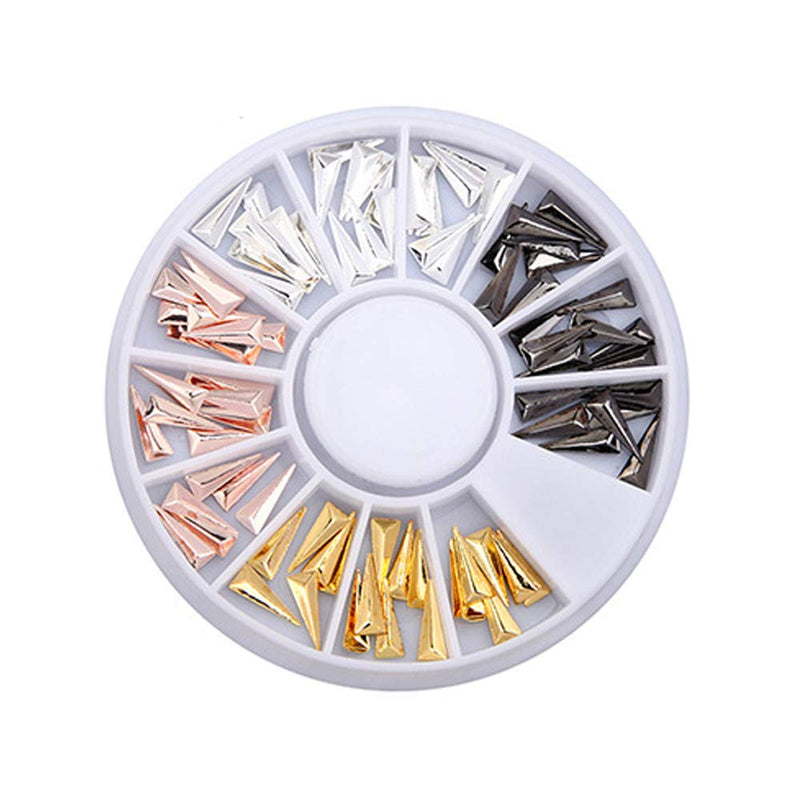 WOKOTO 8 Pack 3D Geometry Metal Nail Art Studs Kit Mix-Shape Nail Charm Gold Sliver Nail Rivet Set Manicure Jewelry Decoration With 1Pc Tweezers KIT1 - BeesActive Australia