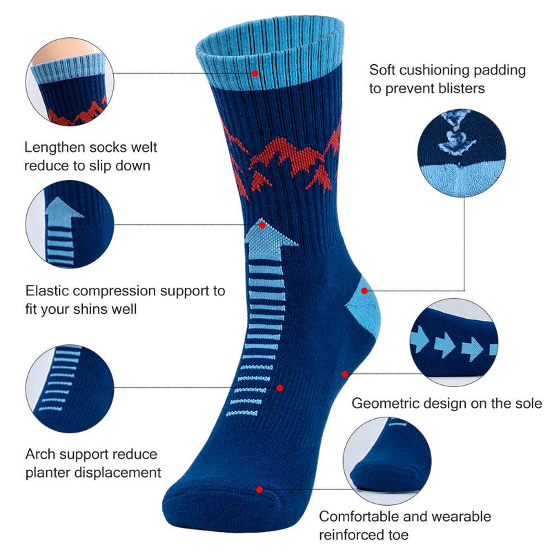 Time May Tell Mens Hiking Socks Moisture Wicking Cushion Crew Socks for Terkking,Outdoor Sports,Performance 2/4 Pack 9-12 Black,blue,brown - BeesActive Australia