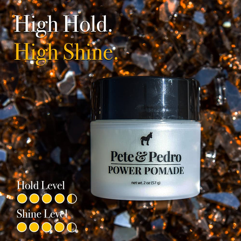 Pete & Pedro POWER POMADE - Hair Styling Strong Pomade for Men | Super High Hold, Super High Shine, and Super High Control | As Seen on Shark Tank, 2 oz. b) Power Pomade - BeesActive Australia