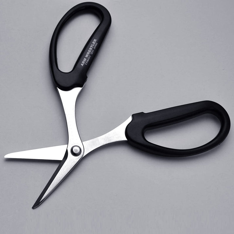 CANARY All Purpose Industrial Scissors with Cover 6.5" [Curved Angled Blade], Made in JAPAN, Heavy Duty Razor Sharp Japanese Stainless Steel Blade, Black Industrial (Angled) - BeesActive Australia