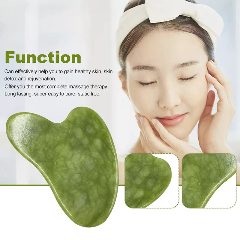 OTAIVE Gua Sha Stone Massage Tool for Face and Neck to Promote Circulation, Natural Jade Beauty Slimming Massager Face Sculptor for Spa Skin Caring Relieve Wrinkle Eye Puffiness(Green) Green - BeesActive Australia