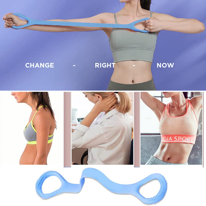 Figure 8 Fitness Resistance Band, Arm|Back Training Elastic Ropes - Pure Barre Workout Chest Arm and Shoulder Stretch Bands Exercise Equipment for Physical Therapy,Yoga,Pilates,Stretching Blue - BeesActive Australia