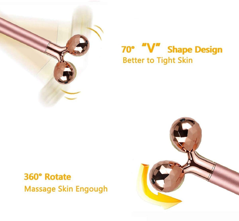 Electric Jade Roller Face Massager,3-in-1,100% Natural Rose Quartz Facial Roller Kit,Skin Care Beauty Roller Tool for Anti-Aging,Anti-Wrinkle,Skin Tightening,Chin Toning Roller,Oil Serum,Rose Gold - BeesActive Australia