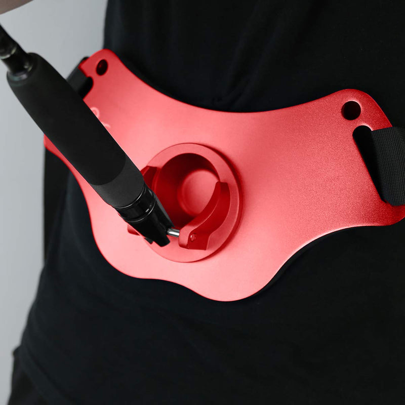 [AUSTRALIA] - SAN LIKE Fishing Belt Fight Belt - Adjustable Aluminum/Carbon Fiber Waist Fighting Belt Rod Holder Stand-up Offshore Gimbal Padded Fishing Pole Belt Sd-58 Red 