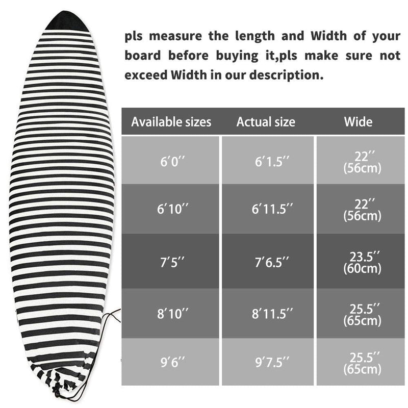 UCEDER Pool spa Part Lightweight Board Bag Surfboard Sock Cover Great for Local Trips to The Beach£¨6'0''~9'6'' Black and White 6'0" - BeesActive Australia