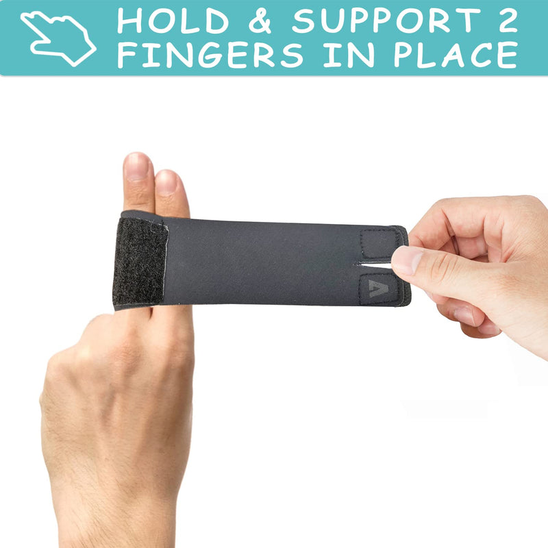 VerteLife Finger Splint, Breathable Finger Buddy Wraps Finger Sleeve Support Adjustable Elastic Finger Brace Sports Aid for Arthritis Trigger Finger Finger Pain Relief and Sport Injuries - Black/M Double M - BeesActive Australia