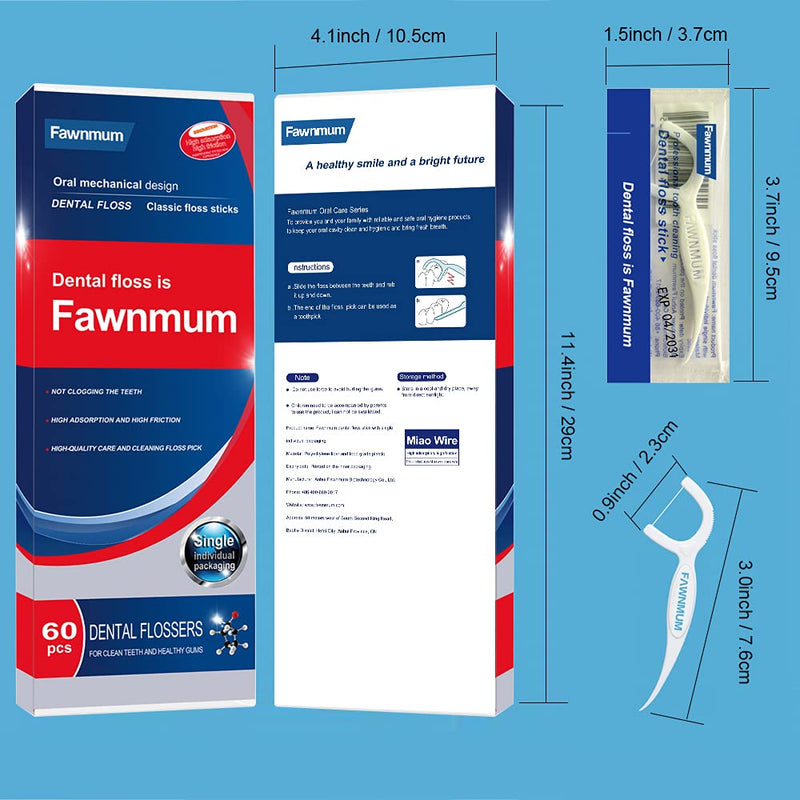 Dental Floss, Floss for Teeth, Dental Floss Stick, Toothpicks, Floss Sticks Dental, Each Pcs is Packed in A Sealed Bag (60 Picks) - BeesActive Australia