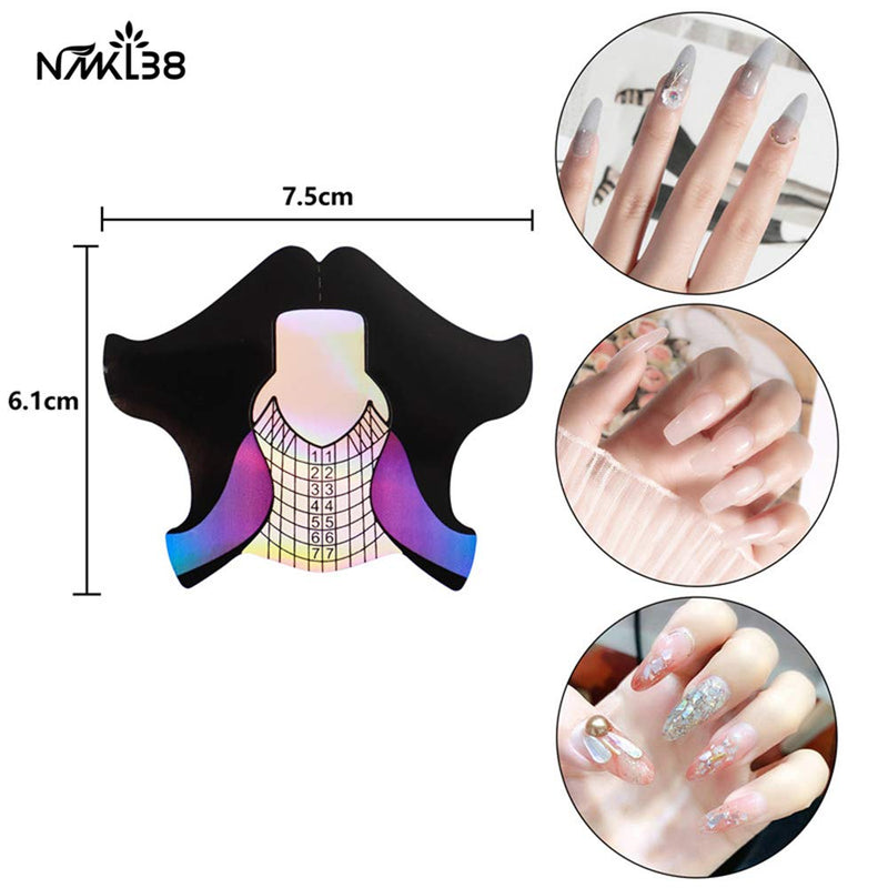 NMKL38 100pcs Goldfish-shaped Nail Forms Acrylic Nail/UV GEL Nail Extention Tips Form Guide Sticker T1 - BeesActive Australia