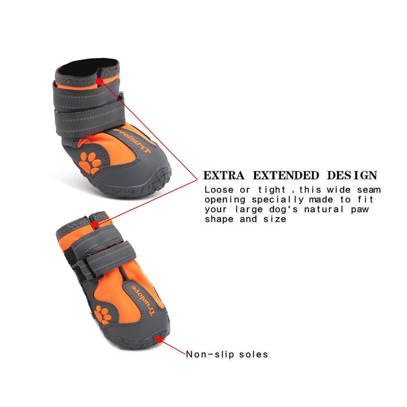 TRUE LOVE Dog Shoes Waterproof Anti-Slip Rain Boots with Reflective TLS3961 6# Orange - BeesActive Australia
