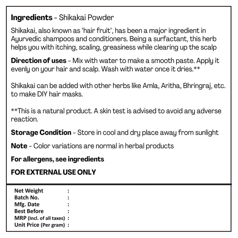 H&C 100% Natural Shikakai (Acacia Concinna) Powder - 227g / 0.5 LB / 08 226.8 g (Pack of 1) - BeesActive Australia