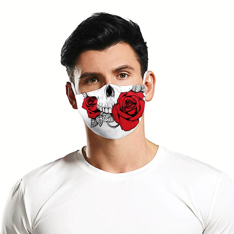 eBoutik -Spooky Face Coverings Face Mask Reusable - Washable & Breathable - Social Distancing Aid Rose Skull - BeesActive Australia