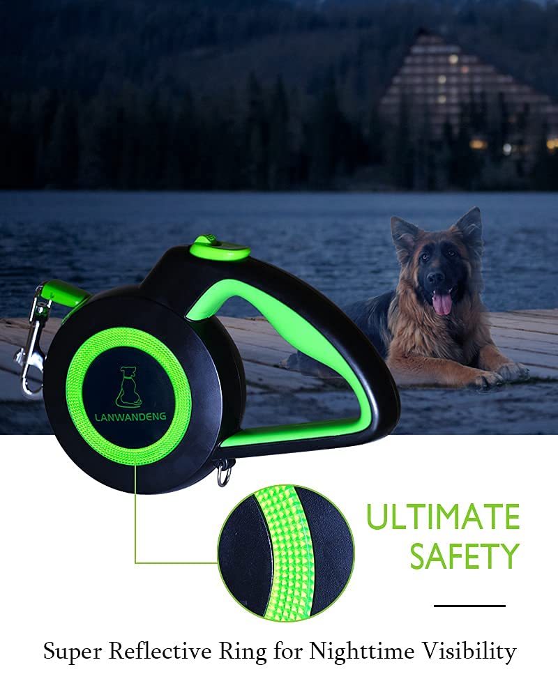 Chew Proof Retractable Dog Leash with 2 Heavy Duty Anti-Chewing Wire Ropes, 16FT Leashes 360 Tangle Free for 2 Dogs, Dual Dog Lead for Small/Medium/Large Dogs Medium Green - BeesActive Australia