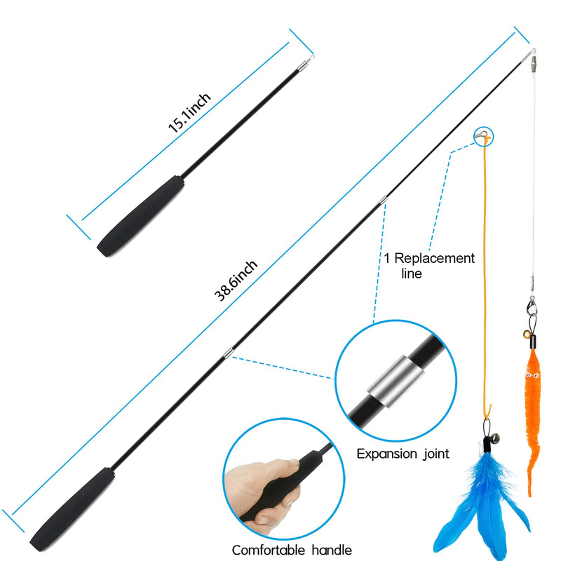 Cat Toys for Indoor Kitten Toys,2PCS Retractable Cat Wand Toys ,10PCS Teaser Refills&1PCS Hanging Door Self-Play Cat Toy,Interactive Feather Toy for Teaser Play and Chase Exercise with Kitten SET A - BeesActive Australia