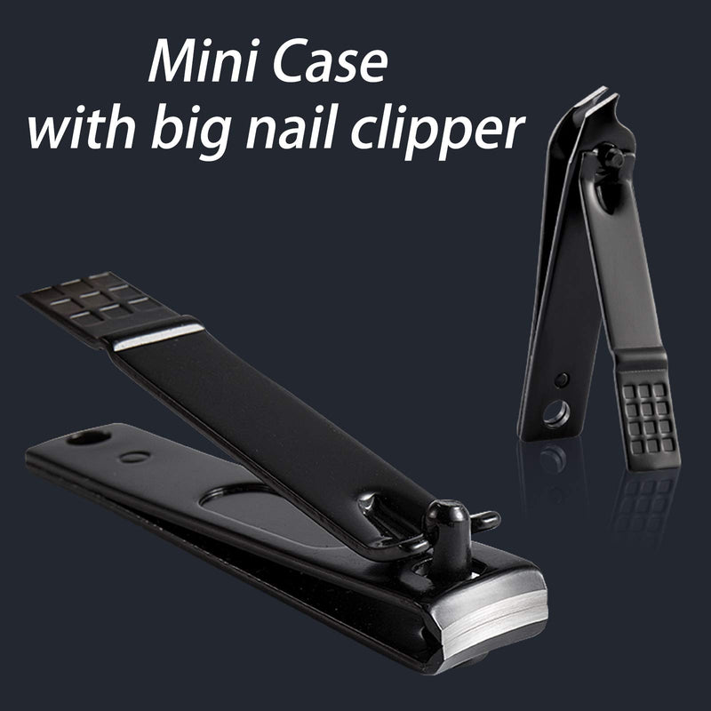 Manicure Set for Men Big Nail Clipper Women Pedicure Kit Stainless Steel black coating Professional Grooming Mens Toenail clippers Scissors Nail File Kids Mini Soft Travel case Gift (black/red_7 in1) - BeesActive Australia