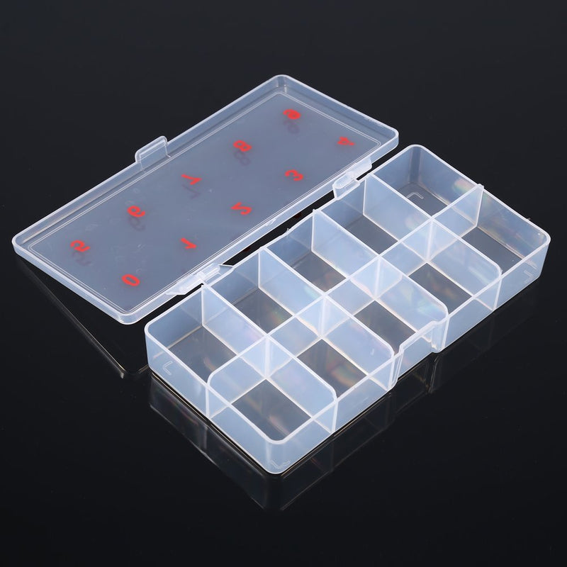 Plastic False Nail Tips Storage Box Case,Yosoo 10 Cells Compartments Acrylic Storage Case Natural Translucent Plastic False Nail Art Tips Box-5 Pcs - BeesActive Australia