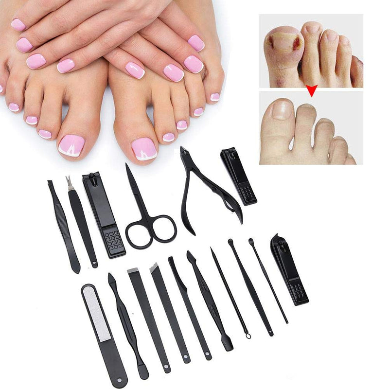 Nail Clipper Kit, 16pcs Manicure Tools Include Stainless Steel Nail Clippers Ear Pick Nail File, Help Polish Nail Trim Dead Skin(#3) #3 - BeesActive Australia