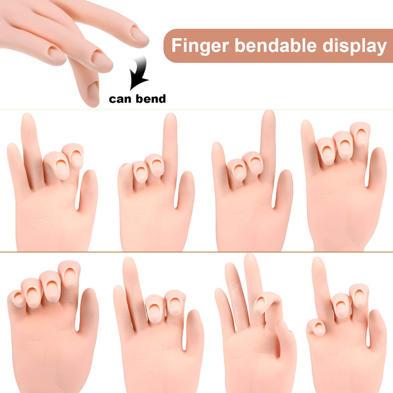 3 Pieces Practice Hand Bendable Fake Hand Nail Art Training Hand for Manicure Nail Practice Tools - BeesActive Australia