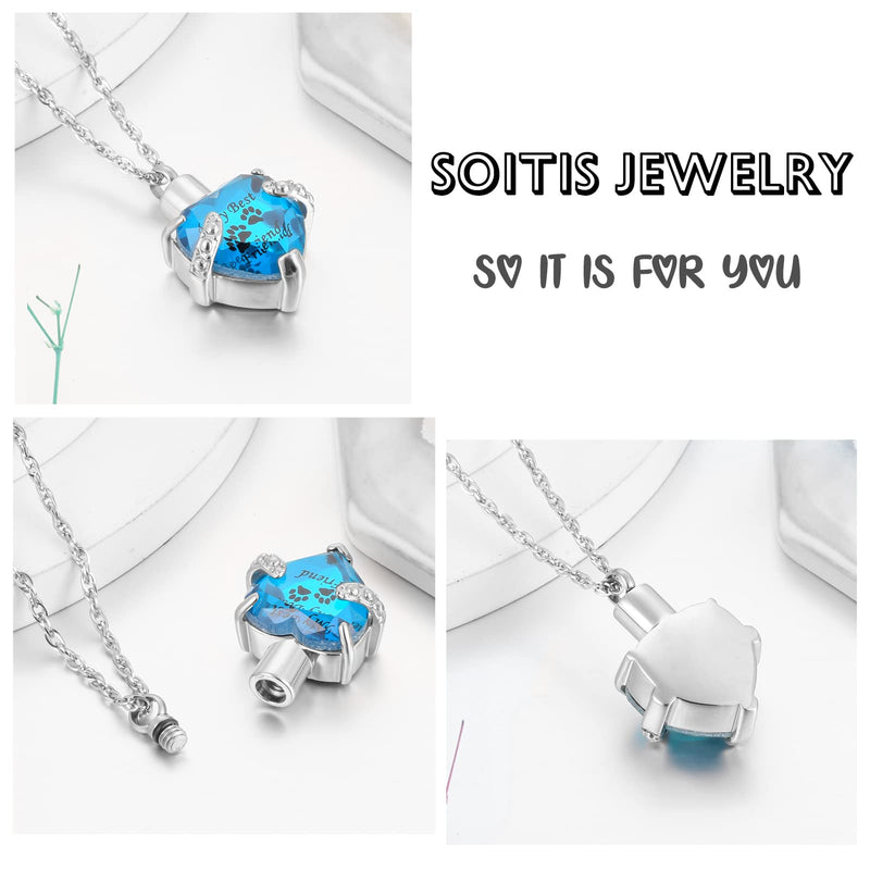 Crystal Cremation Jewelry Heart Urn Necklace for Pet Ashes Stainless Steel Birthstone Memorial Keepsake Ash Holder for Cat Dog December - BeesActive Australia