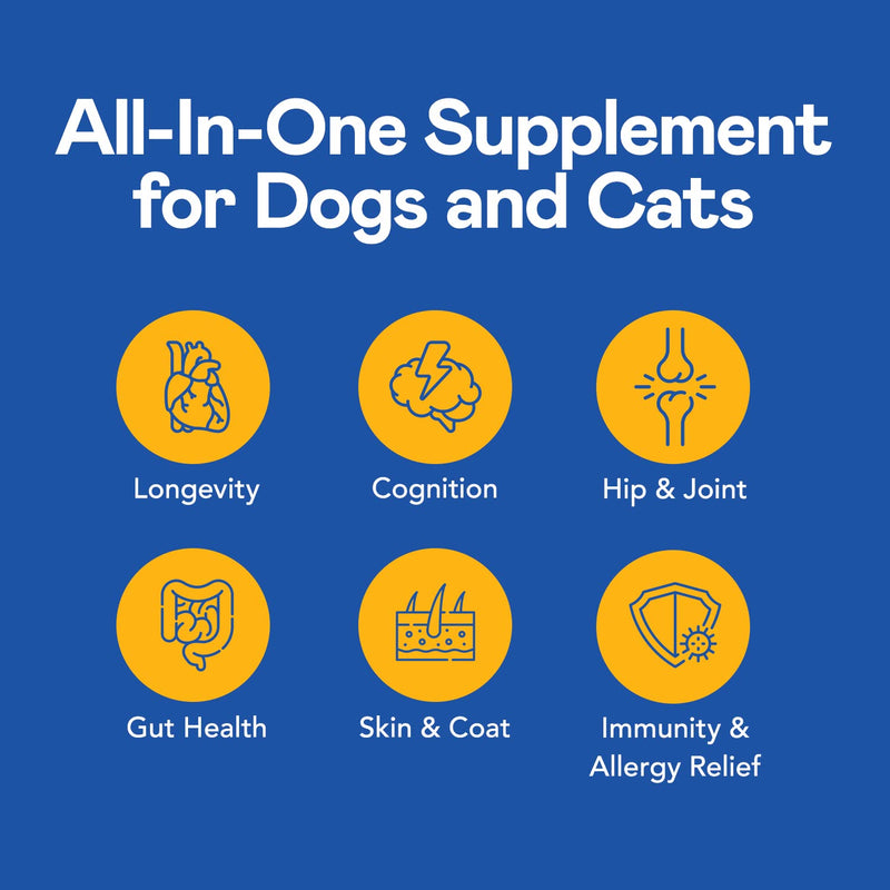 HUGGIBLES All-in-One Complete Multivitamin for Dogs and Cats – Daily Supplement with Digestive Support & Immunity, Allergy & Skin & Coat Support, Mobility Support – Antioxidants for Longevity All-In-One Multi Oil 2oz - BeesActive Australia