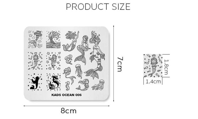 KADS Stamping Plates for Nail Art Ocean Mermaid Template Image Plate Stencil Nails Tool(OC006) OC006 - BeesActive Australia