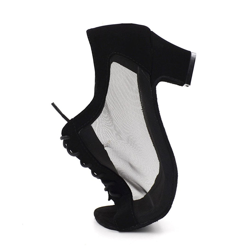 [AUSTRALIA] - Comfortable Low Heel 1.5" Black Khaki Professional Latin Ballroom Dance Shoes Women L-030 7.5 