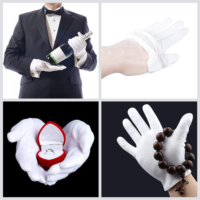 12 Pairs White Cotton Gloves Moisturizing Gloves for Women and Girls (M Size) - BeesActive Australia