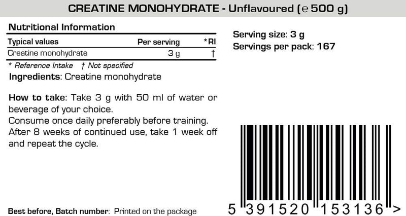 Creatine Monohydrate Unflavoured | 500g (167 Servings) | Batch Tested | Ultra Fine 200 Mesh Creatine - BeesActive Australia