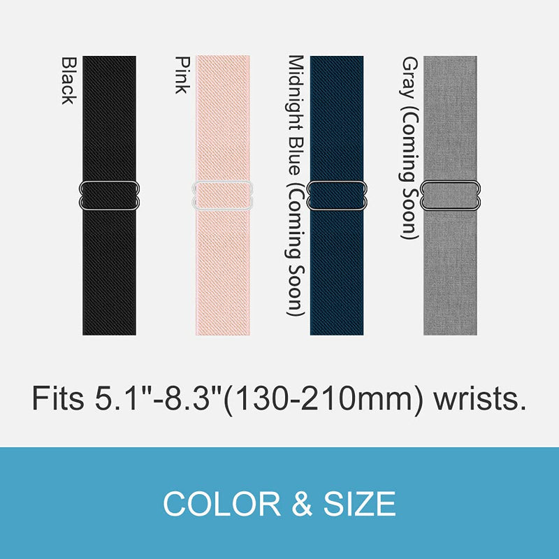 C2D JOY Stretchy Loop Nylon Strap Compatible with Garmin vivosmart HR/HR Plus Approach X40/X10 Watch Bands Replacement Accessory Adjustable Elastic One Size (Fits 5.1"-8.3" wrists) Pink - BeesActive Australia