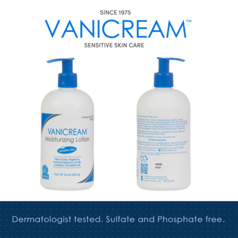 Vanicream Moisturizing Lotion with Pump | Fragrance and Gluten Free | For Sensitive Skin | 16 Ounce (Pack of 1) 1 Pound (Pack of 1) - BeesActive Australia