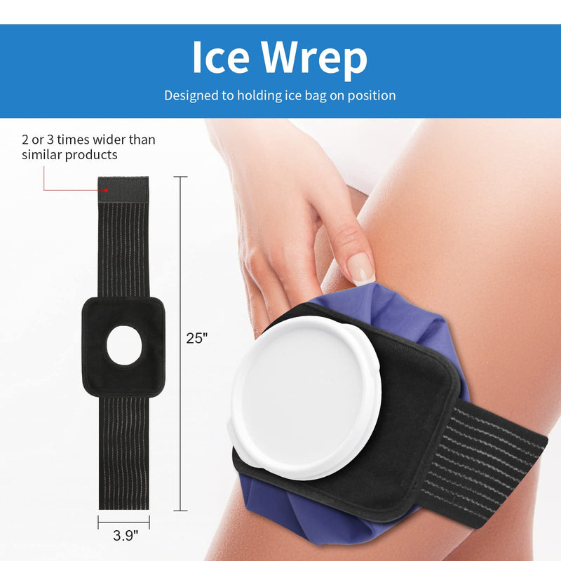Ice Bag for Injuries, 4-Pack Reusable Ice Cold Pack, Hot & Cold Therapy Packs for Sports Injury and Pain Relief with Elastic Breathable Support Wrap, 3 Sizes (6"/9"/11") First Aid Ice Packs, Dark Blue - BeesActive Australia