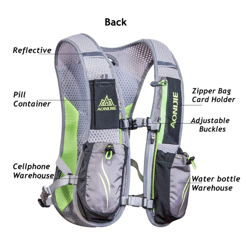 [AUSTRALIA] - AONIJIE Running Hydration Vest Backpack for Women and Men Lightweight Trail Running Backpack 5.5L Gray 