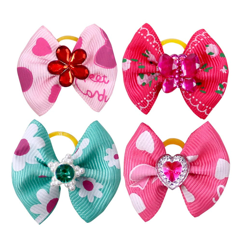 60pcs Dog Hair Bows, Dog Bows Grooming Made of High Tenacity Rubber Bands, 30 Pairs Beautiful Puppy Bows in mix - BeesActive Australia