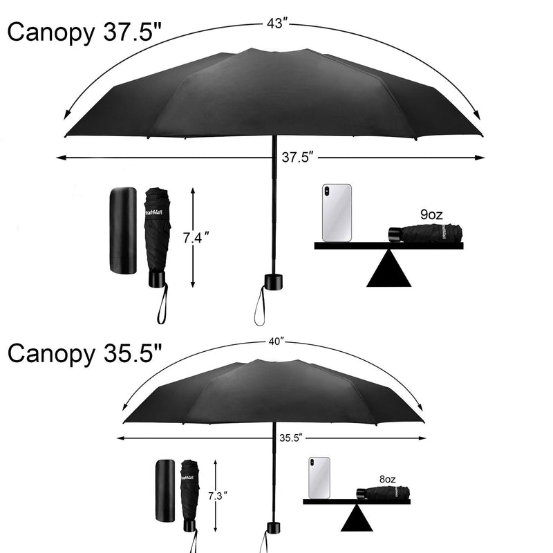 TradMall Mini Travel Umbrella, Portable Lightweight Compact Parasol with 95% UV Protection for Sun & Rain 35.5 inches Black - BeesActive Australia