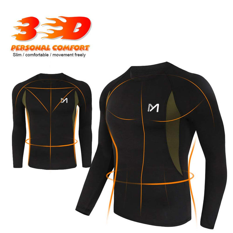 Mens Thermal Underwear Set, Sport Long Johns Base Layer for Male, Winter Gear Compression Suits for Skiing Running Black Medium - BeesActive Australia